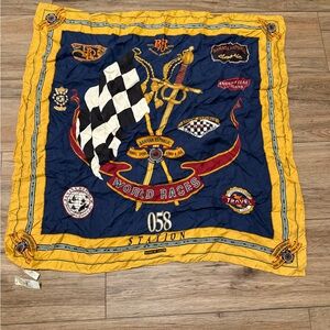 NWT Vintage banana republic Navy and Yellow Racing Themed Scarf
